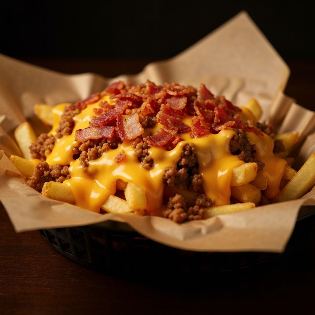 Loaded cheesy fries background